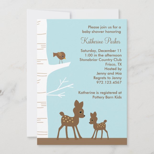 Woodland Deer Baby Shower Invitations (Front)