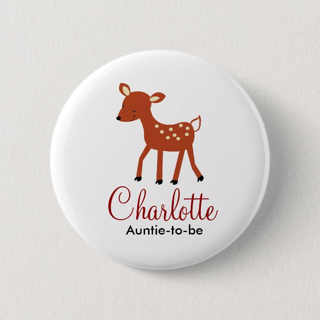 WOODLAND DEER BABY SHOWER NAME TAG BUTTON (Front)