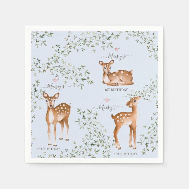 Woodland Deer Baby Shower Napkin (Front)