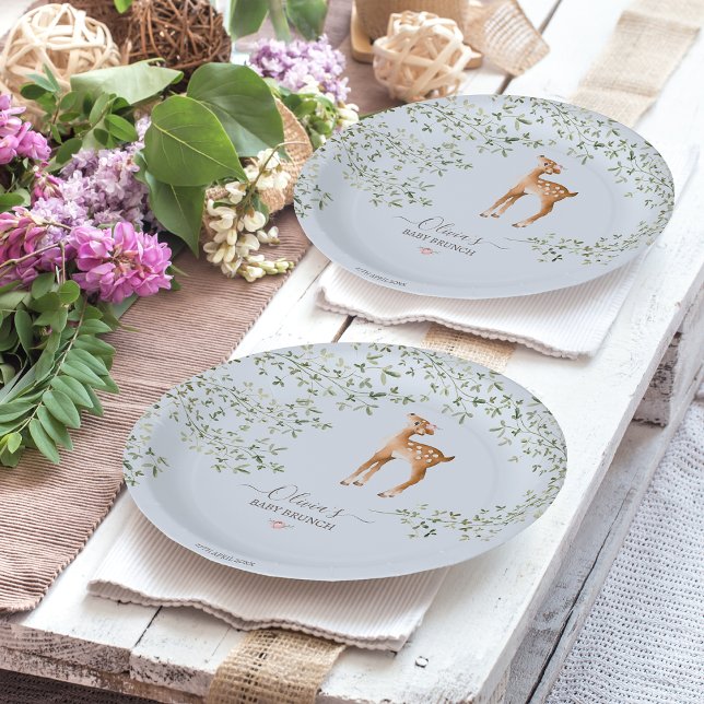 Woodland Deer Baby Shower Paper Plate (Creator Uploaded)
