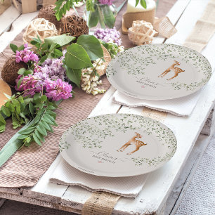 Woodland Deer Baby Shower Paper Plate