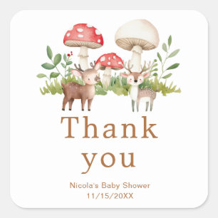 Woodland Deer Baby Shower Square Sticker