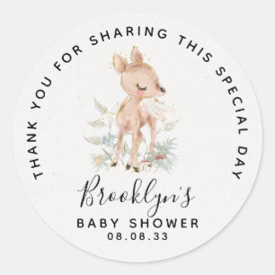 Woodland Deer Baby Shower Thank You  Classic Round Sticker