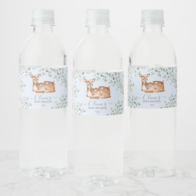 Woodland Deer Baby Shower Water Bottle Label (Bottles)