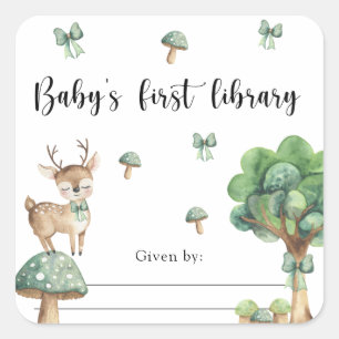 Woodland Deer - baby's first library Square Sticker