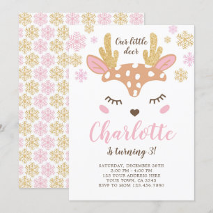 Woodland, Deer Birthday Invitation