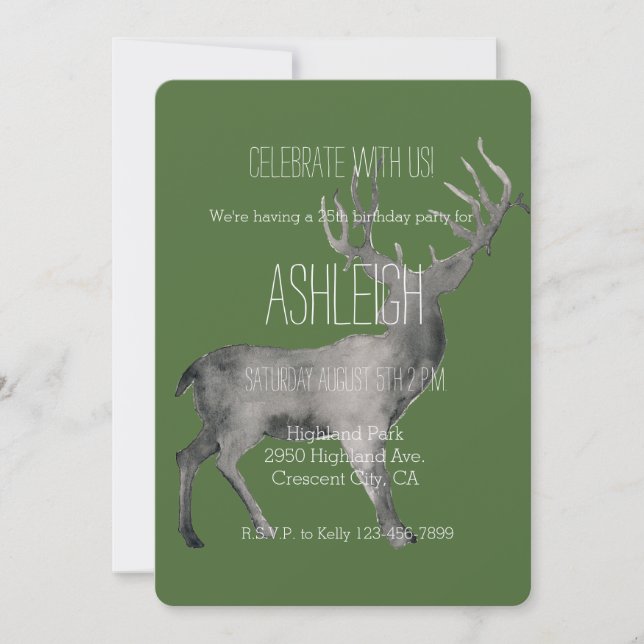 Woodland Deer birthday Invitation (Front)