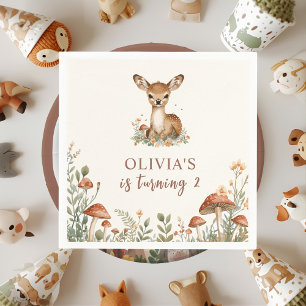 Woodland Deer Birthday Napkins   Rustic Forest 