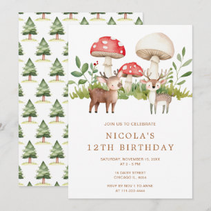 Woodland Deer Birthday Party Invitation