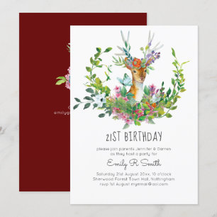 Woodland Deer Birthday Party Invitations