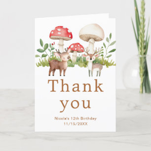 Woodland Deer Birthday Party Thank You Card