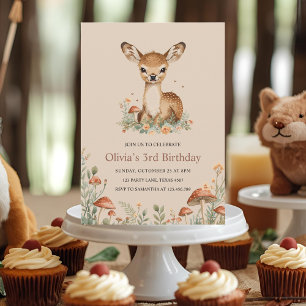 Woodland Deer Birthday Rustic Forest Animals Kids Invitation