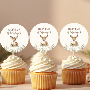 Woodland Deer Birthday Rustic Forest Classic Round Sticker