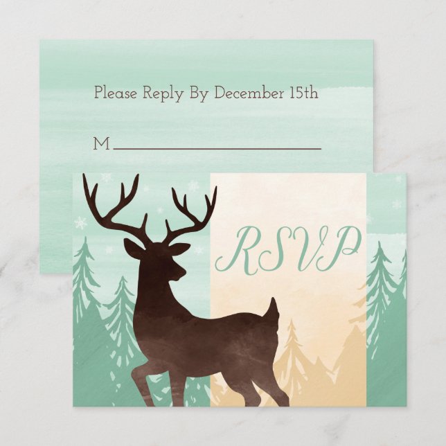 Woodland Deer Christmas Party RSVP Card (Front/Back)