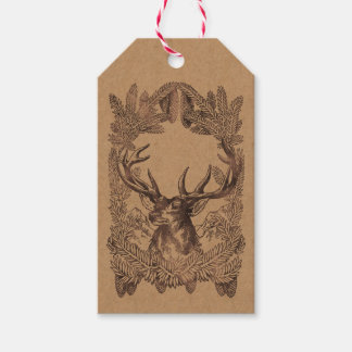 Woodland Deer Christmas Rustic Kraft Forest Tartan Gift Tags