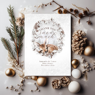 Woodland Deer Cold outside Winter Baby Shower Thank You Card