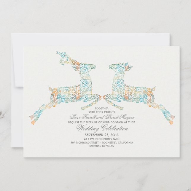 Woodland Deer Couple Wedding Invitations (Front)