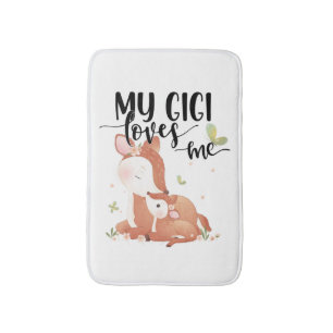 Woodland Deer Doe and Baby Fawn My Gigi Loves Me Bath Mat