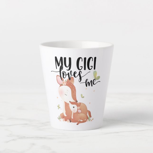 Woodland Deer Doe and Baby Fawn My Gigi Loves Me Latte Mug (Front)