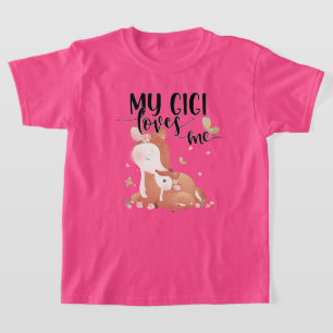 Woodland Deer Doe and Baby Fawn My Gigi Loves Me T-Shirt