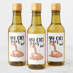 Woodland Deer Doe and Baby Fawn My Gigi Loves Me Wine Label