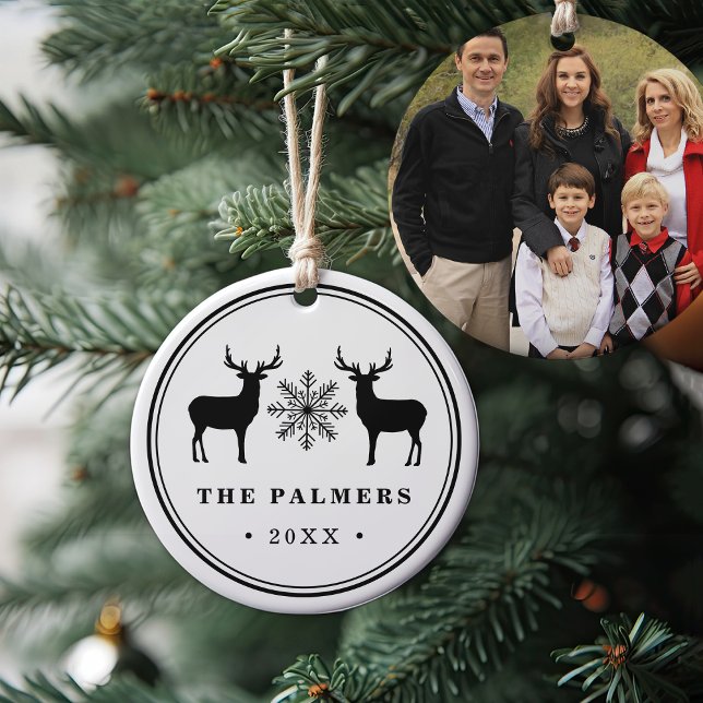 Woodland Deer Double-Sided Photo Ceramic Tree Decoration (Creator Uploaded)