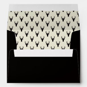 Woodland Deer Envelope, Antlers, Red, Black, Ivory Envelope
