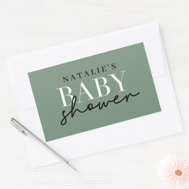 Woodland deer eucalyptus modern baby shower envelo rectangular sticker (Envelope)