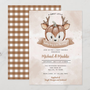 Woodland Deer Fawn Pumpkin Baby Shower Invitation