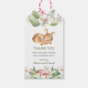 Woodland Deer Floral Greenery Baby Shower Favour Gift Tags