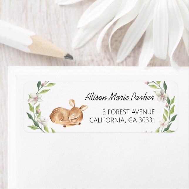 Woodland Deer Floral Greenery Baby Shower Return (Insitu)