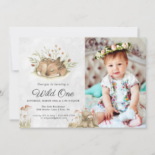 Woodland Deer Forest Birthday Party Invitation