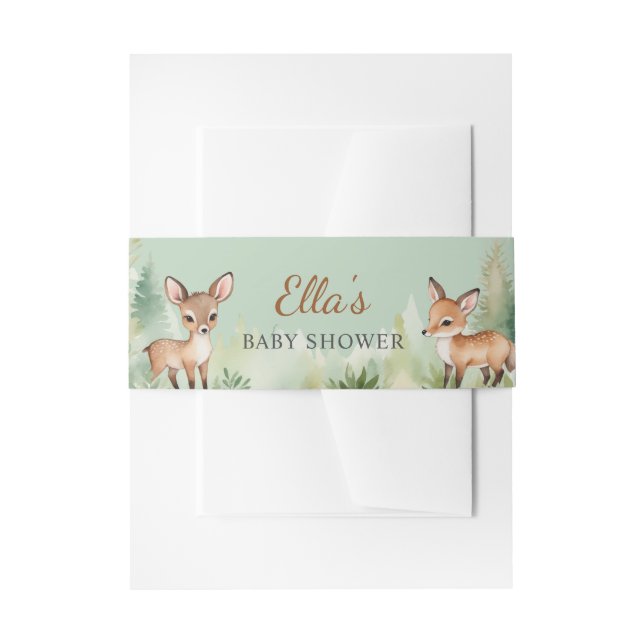 Woodland Deer Forest Neutral Baby Shower Invitation Belly Band (Front Example)