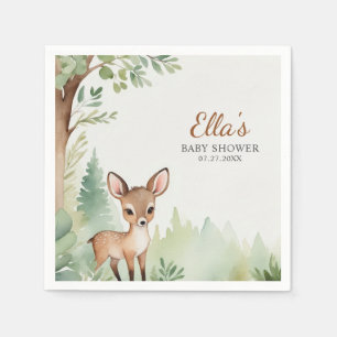 Woodland Deer Forest Neutral Baby Shower Party Napkin