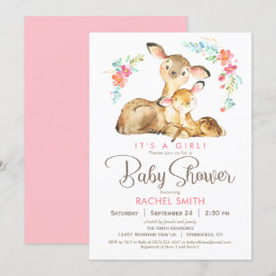 Woodland Deer Girl Baby Shower Invitation
