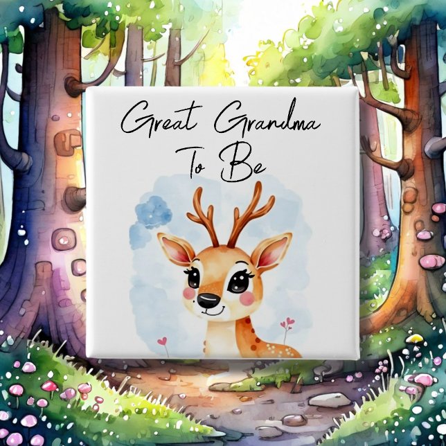 Woodland Deer Great Grandma To Be Baby Shower 15 Cm Square Badge (Creator Uploaded)
