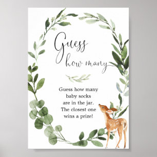 Woodland Deer Guess how many baby shower game Poster