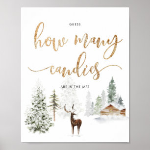 Woodland deer Guess how many candies Poster