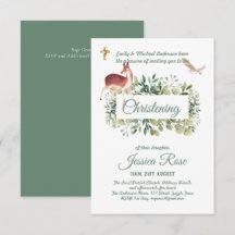 Woodland Deer Owl Christening Invites Baptism 