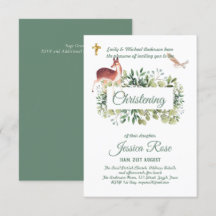 Woodland Deer Owl Christening Invites Baptism 