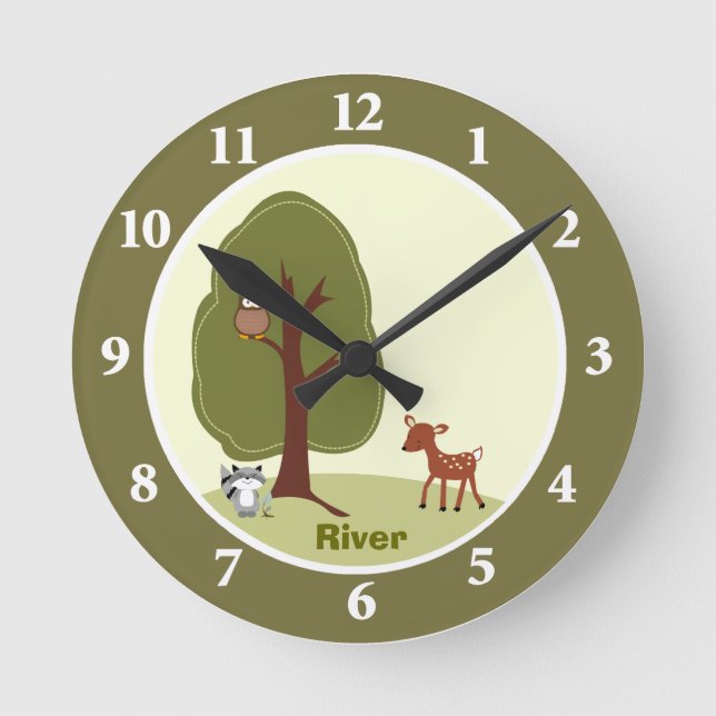 Woodland Deer Personalised Wall Clock (Front)