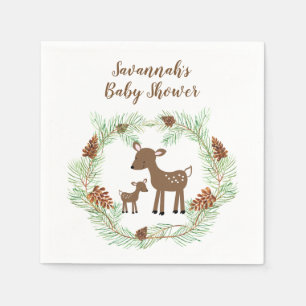 Woodland Deer Pine Cone Forest Baby Shower Napkins
