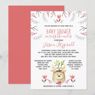 Woodland Deer Plant Baby Shower Across the Miles Invitation