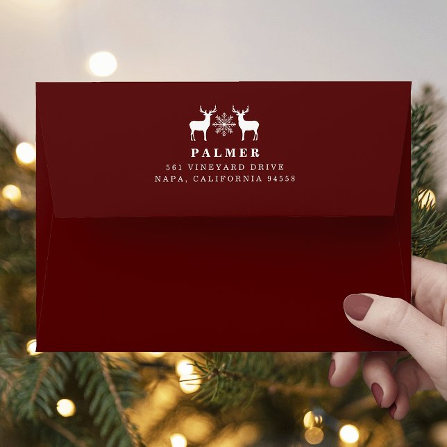 Woodland Deer Return Address Envelope | Garnet (Creator Uploaded)