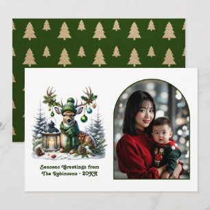 Woodland Deer Rustic Christmas Forest Animal Photo Holiday Card