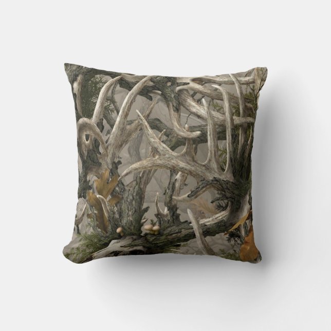 Woodland deer skull and antlers cushion (Front)