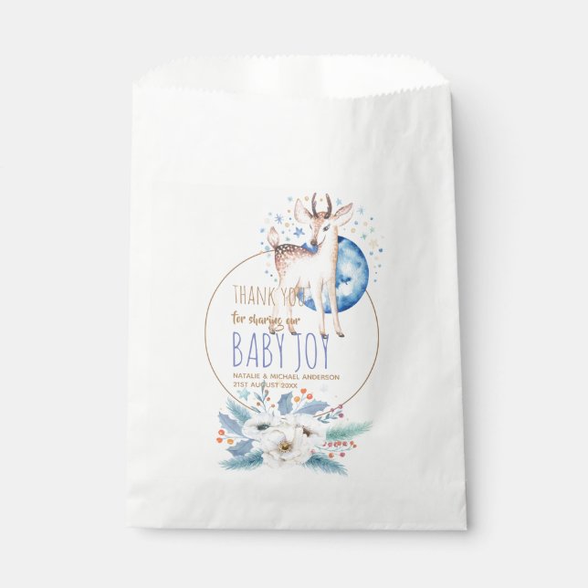 Woodland Deer Twinkle Star Thank You Baby Shower Favour Bags (Front)