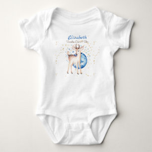 Woodland Deer Twinkle Stars Baby NAME Gift Floral Bodysuit