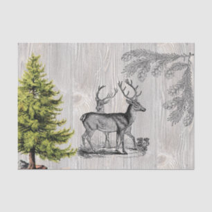 Woodland Deer Vintage Rustic Wood Tissue Paper