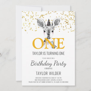 Woodland Deer Watercolor 1st Birthday Invitation